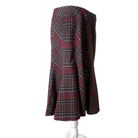 Kenar Tartan Skirt 10 Dark Academia Fluted Hemline Plaid - Picture 4 of 6